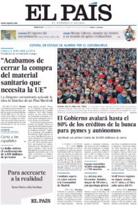 el pais prima pagina 25 marzo 2020