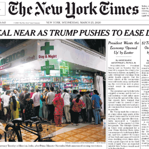 NYT prima pagina 25 marzo 2020
