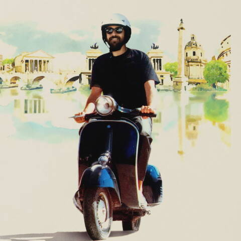 Digital art ispirata a Caro Diario di Nanni Moretti (ph. AI generated)