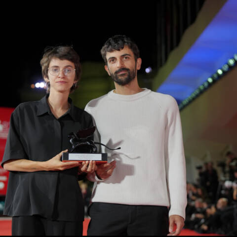 Rachel Szor e Yuval Abraham registi di Naza, premiato a Venezia con il Premio Speciale della Giuria (Ph. Andrea Avezzù, la Biennale di Venezia)
